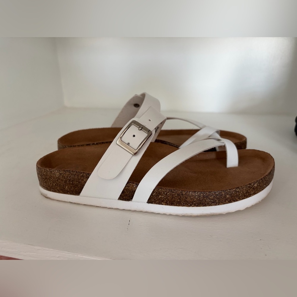 Chic White Buckle Sandals